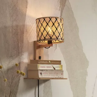 Java wandlamp, opbergplank, naturel/zwart van Good&Mojo in Naturel, Zwart – productfoto 1 van 5