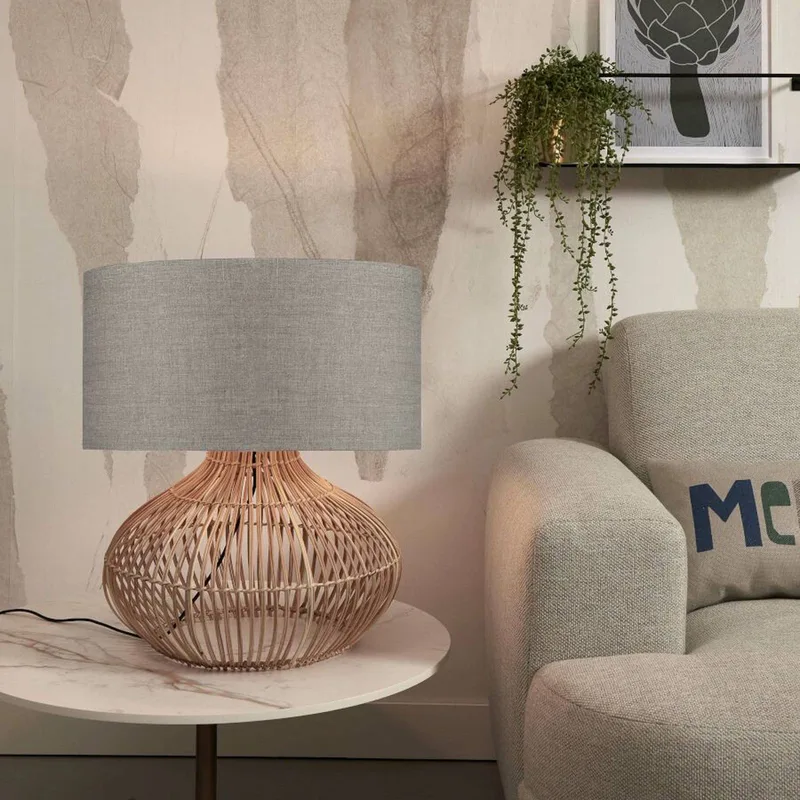 Kalahari tafellamp 47 cm, donker linnen von Good&Mojo in Licht hout, Donker linnen – Produktfoto 2 von 3