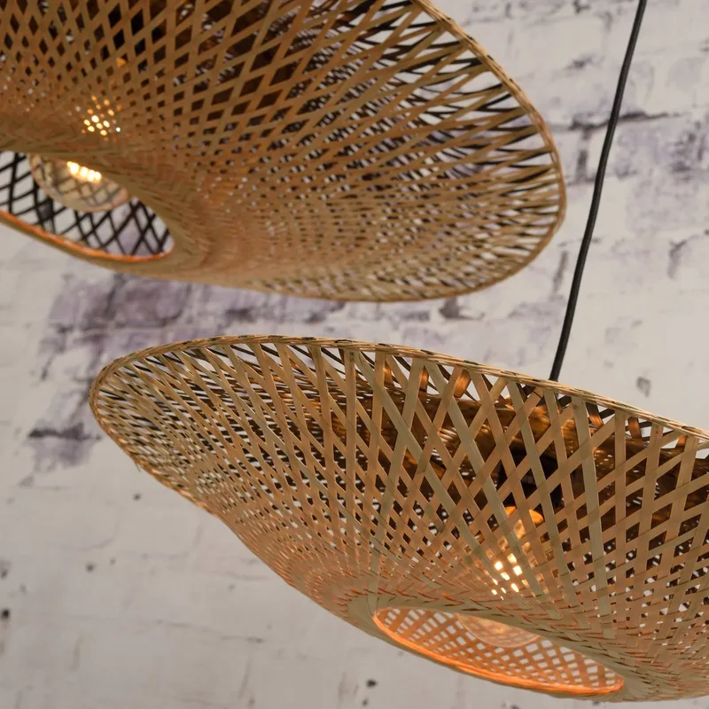Kalimantan hanglamp horizontaal Ø44 cm van Good&Mojo in Naturel, Zwart – productfoto 5 van 5