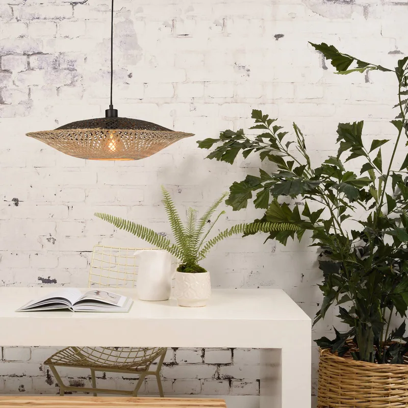 Kalimantan hanglamp horizontaal Ø44 cm van Good&Mojo in Naturel, Zwart – productfoto 2 van 5