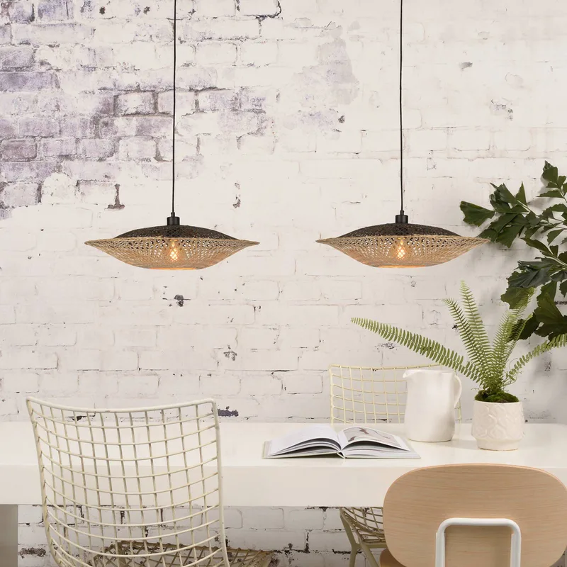 Kalimantan hanglamp horizontaal Ø44 cm van Good&Mojo in Naturel, Zwart – productfoto 4 van 5