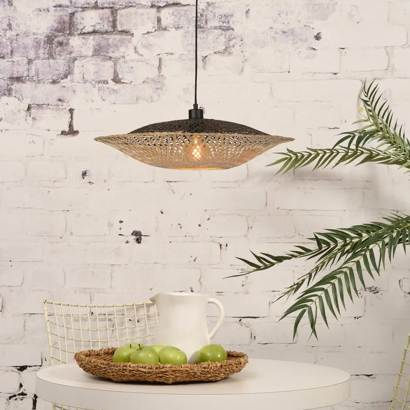 Kalimantan hanglamp horizontaal Ø44 cm van Good&Mojo in Naturel, Zwart – productfoto 3 van 5