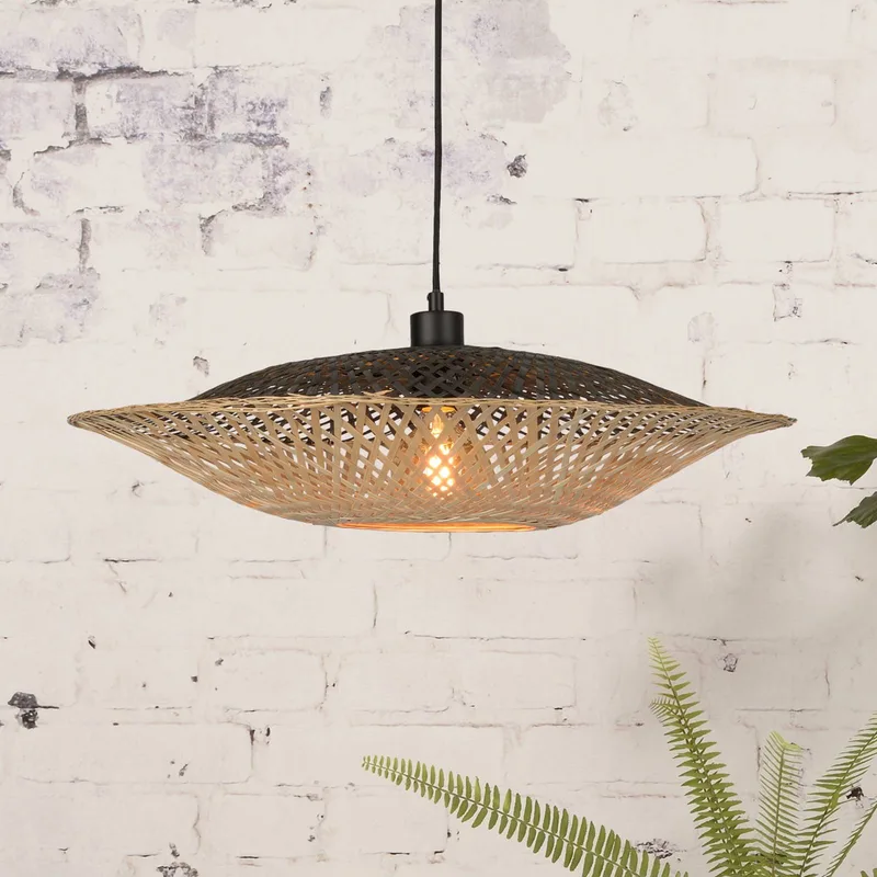 Kalimantan hanglamp horizontaal Ø44 cm van Good&Mojo in Naturel, Zwart – productfoto 1 van 5