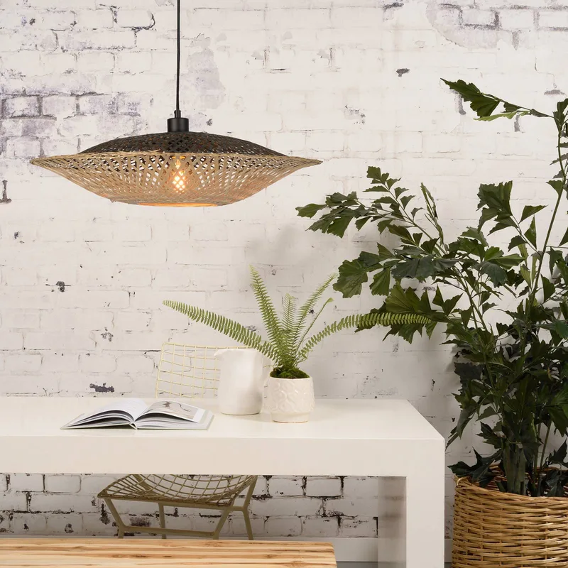 Kalimantan hanglamp horizontaal Ø60 cm van Good&Mojo in Naturel, Zwart – productfoto 3 van 5