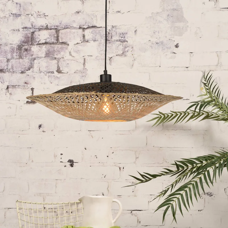 Kalimantan hanglamp horizontaal Ø60 cm van Good&Mojo in Naturel, Zwart – productfoto 2 van 5