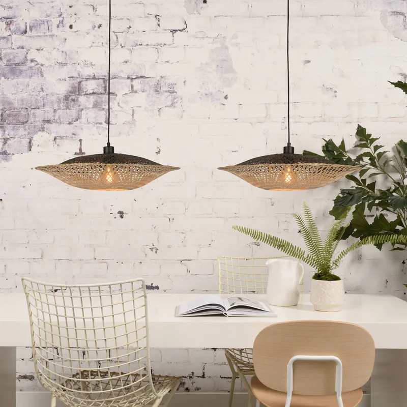 Kalimantan hanglamp horizontaal Ø60 cm van Good&Mojo in Naturel, Zwart – productfoto 4 van 5