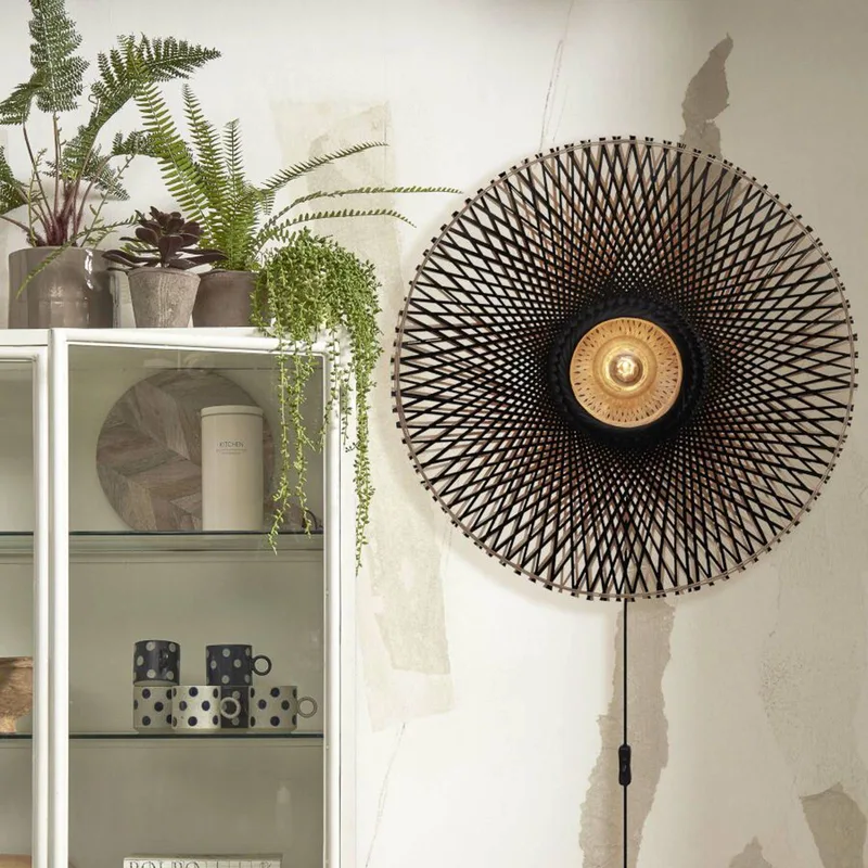 Kalimantan wandlamp, zwart/naturel, Ø 87 cm de Good&Mojo en Noir – photo produit 2 sur 5