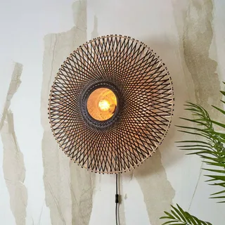 Kalimantan wandlamp, zwart/naturel, Ø 87 cm de Good&Mojo en Noir – photo produit 1 sur 5
