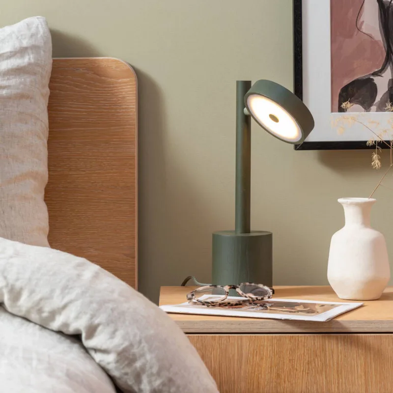 LED tafellamp Okinawa, 35 cm, hout fra Good&Mojo i Grøn – produktbillede 2 af 5