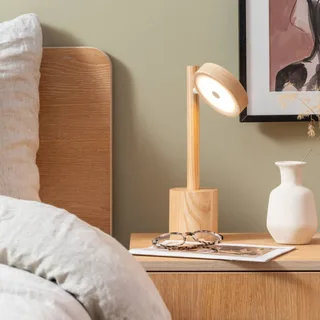 LED tafellamp Okinawa, naturel, 35 cm, hout de Good&Mojo en Naturel – photo produit 2 sur 5