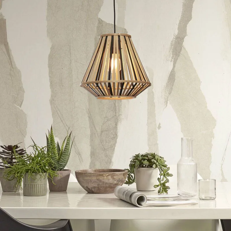 Merapi hanglamp 30x30 naturel/zwart de Good&Mojo en Naturel, Noir – photo produit 2 sur 5