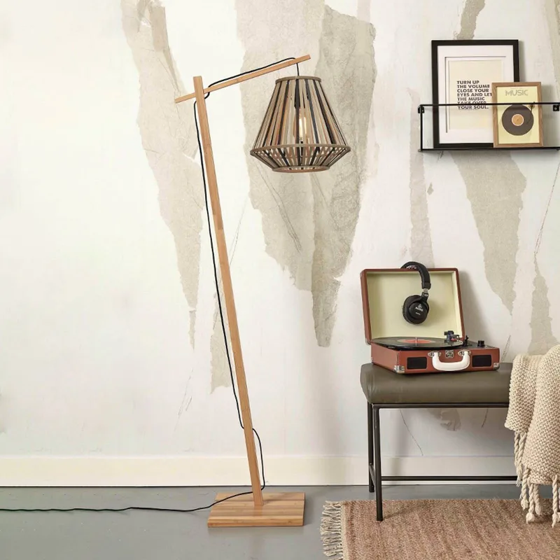 Merapi gulvlampe, natur/sort fra Good&Mojo i Natur, Sort – produktbillede 2 af 5