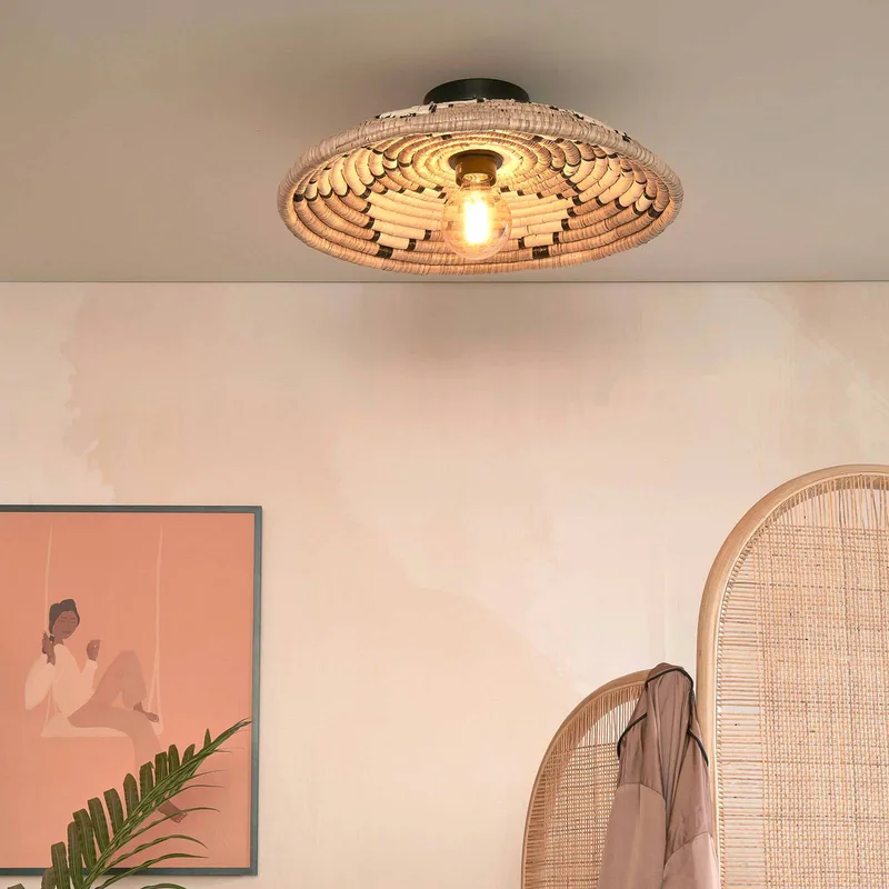 plafondlamp Andros, naturel/wit, Ø 45 cm van Good&Mojo in Natuurkleurig, Wit – productfoto 2 van 5