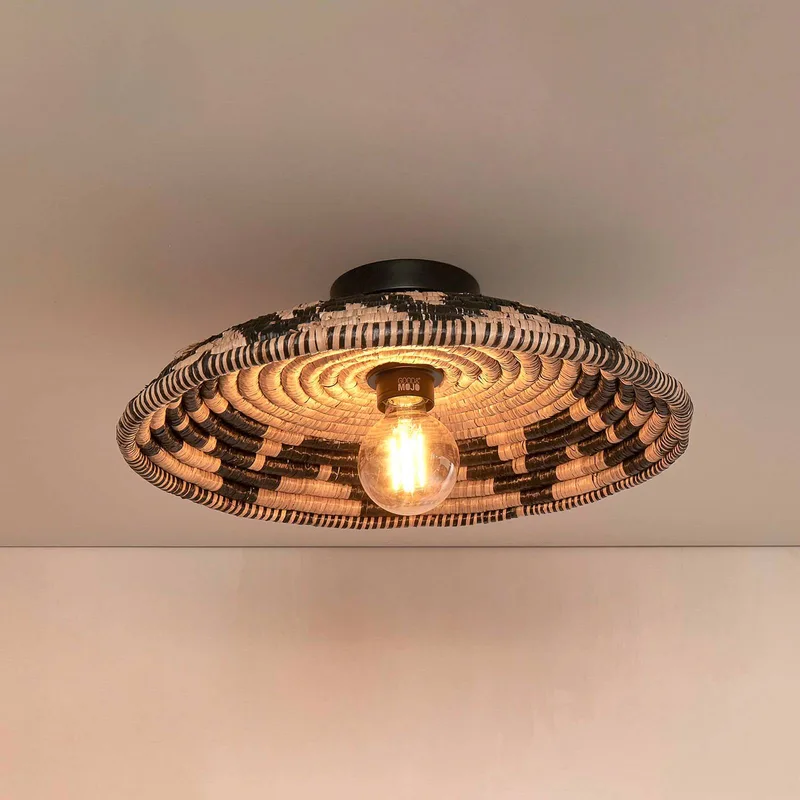 plafondlamp Andros, zwart/naturel, Ø 45 cm von Good&Mojo in Natuurkleurig, Schwarz – Produktfoto 1 von 5