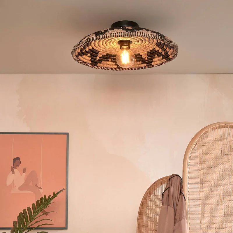 plafondlamp Andros, zwart/naturel, Ø 45 cm von Good&Mojo in Natuurkleurig, Schwarz – Produktfoto 2 von 5