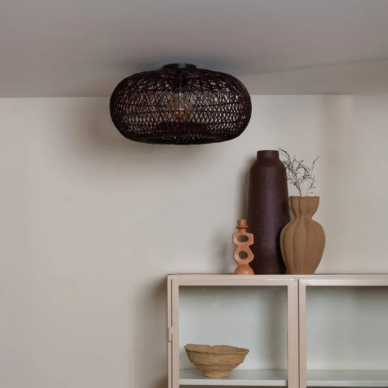 plafondlamp Arizona, rood, Ø 50 cm, bamboe, E27 van Good&Mojo in Bordeauxrood – productfoto 2 van 5