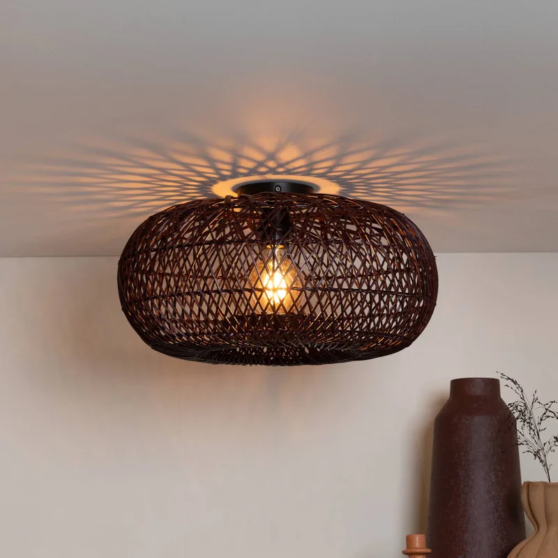 plafondlamp Arizona, rood, Ø 50 cm, bamboe, E27 van Good&Mojo in Bordeauxrood – productfoto 1 van 5