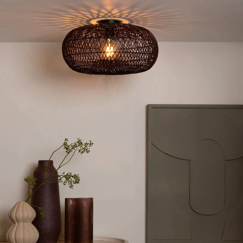 plafondlamp Arizona, rood, Ø 50 cm, bamboe, E27 van Good&Mojo in Bordeauxrood – productfoto 3 van 5
