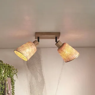 Plafonnier spot orientable Java - Beige - Bambou tressé de Good&Mojo en Naturel – photo produit 1 sur 5