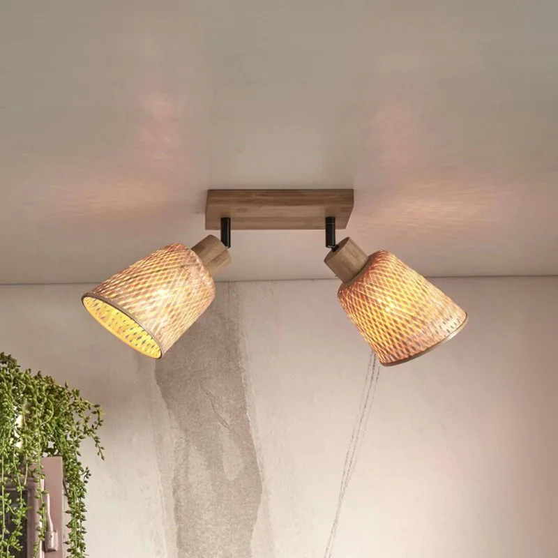 Plafonnier spot orientable Java - Beige - Bambou tressé de Good&Mojo en Naturel – photo produit 1 sur 5