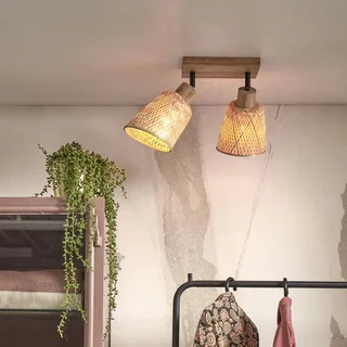 Plafonnier spot orientable Java - Beige - Bambou tressé de Good&Mojo en Naturel – photo produit 2 sur 5