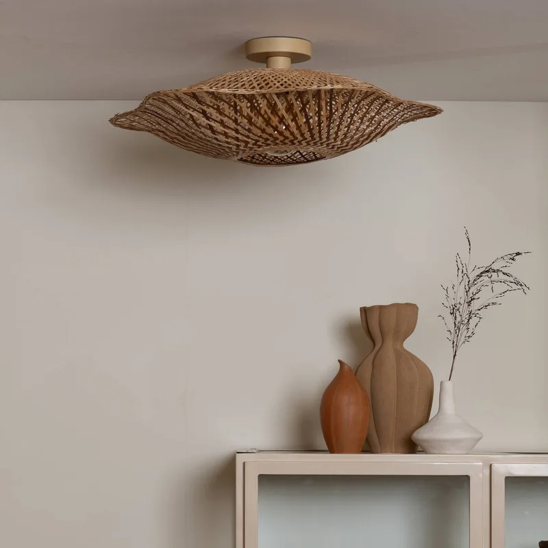 Plafondlamp Madura, Ø 60 cm, bruin, bamboe E27 från Good&Mojo i Natuurlijk bamboe, Brun – produktbild 2 av 5
