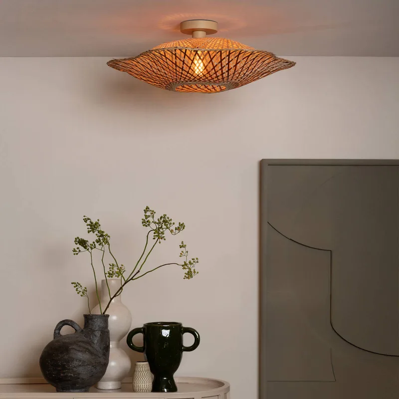 Plafondlamp Madura, Ø 60 cm, bruin, bamboe E27 från Good&Mojo i Natuurlijk bamboe, Brun – produktbild 3 av 5