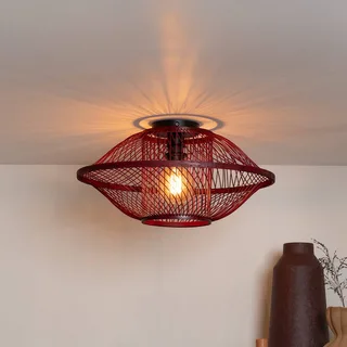 Plafondlamp Maui, rood, Ø 50 cm, bamboe, E27 fra Good&Mojo i Bordeauxrood – produktbillede 1 af 5