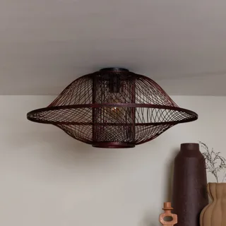 Plafondlamp Maui, rood, Ø 70 cm, bamboe, E27 från Good&Mojo i Bordeauxrood – produktbild 2 av 5