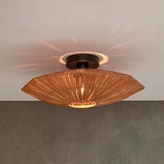 plafondlamp Panama, bruin, Ø 45 cm, raffia från Good&Mojo i Brun, Svart – produktbild 1 av 5