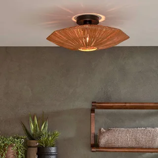 plafondlamp Panama, bruin, Ø 45 cm, raffia från Good&Mojo i Brun, Svart – produktbild 2 av 5