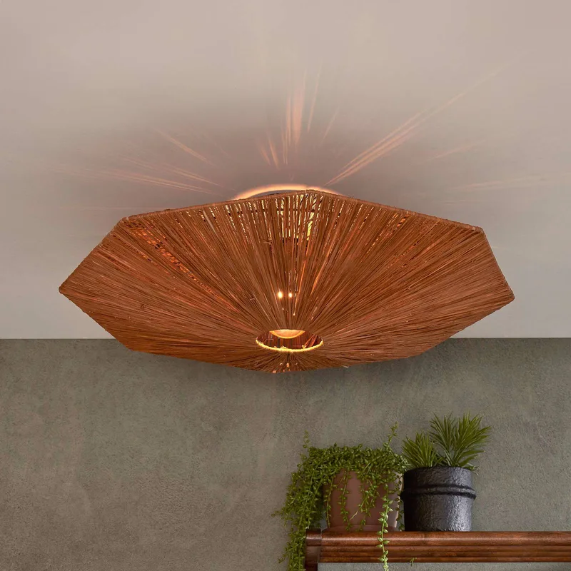 plafondlamp Panama, bruin, Ø 65 cm, raffia von Good&Mojo in Braun, Schwarz – Produktfoto 1 von 5