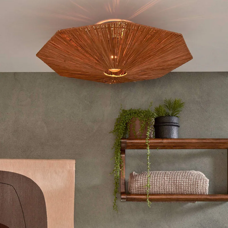plafondlamp Panama, bruin, Ø 65 cm, raffia von Good&Mojo in Braun, Schwarz – Produktfoto 2 von 5