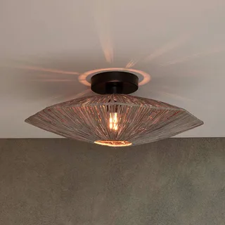 Plafondlamp Panama, donkergrijs, Ø 45 cm, raffia de Good&Mojo en Gris foncé, Noir – photo produit 1 sur 5
