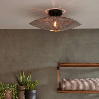 Plafondlamp Panama, donkergrijs, Ø 45 cm, raffia de Good&Mojo en Gris foncé, Noir – photo produit 2 sur 5