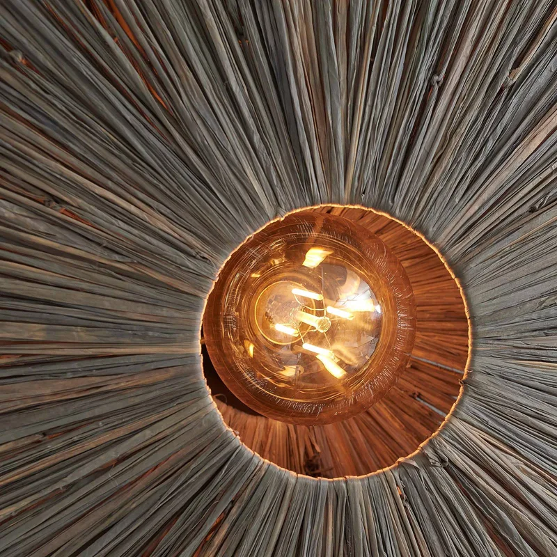 plafondlamp Panama, donkergrijs, Ø 65 cm, raffia fra Good&Mojo i Mørkegrå, Sort – produktbillede 4 af 5