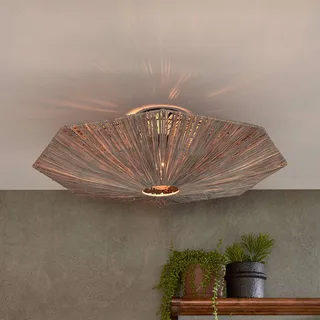plafondlamp Panama, donkergrijs, Ø 65 cm, raffia fra Good&Mojo i Mørkegrå, Sort – produktbillede 1 af 5