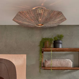 plafondlamp Panama, donkergrijs, Ø 65 cm, raffia fra Good&Mojo i Mørkegrå, Sort – produktbillede 2 af 5