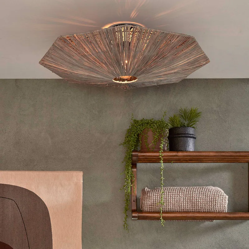 plafondlamp Panama, donkergrijs, Ø 65 cm, raffia fra Good&Mojo i Mørkegrå, Sort – produktbillede 2 af 5