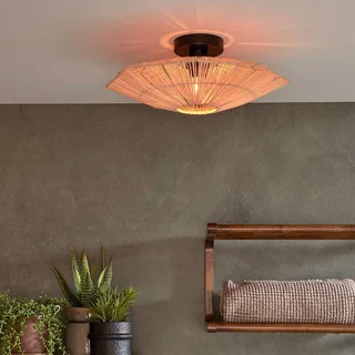 plafondlamp Panama, naturel, Ø 45 cm, raffia från Good&Mojo i Natur, Svart – produktbild 2 av 5