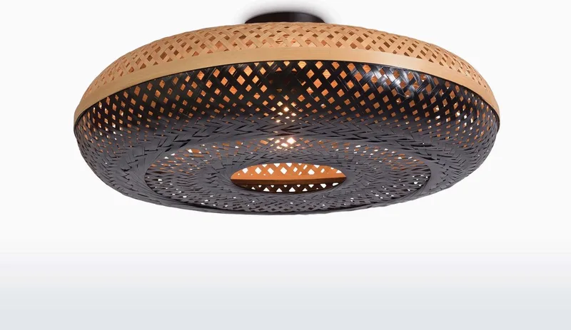 Plafonniere Palawan - Bamboe/Zwart - Ø60cm - Scandinavisch,Bohemian de Good&Mojo en Noir – photo produit