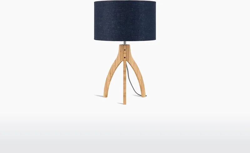 Tafellamp Annapurna - Blauw/Bamboe - Ø36cm - Scandinavisch,Bohemian van Good&Mojo in Blauw – productfoto