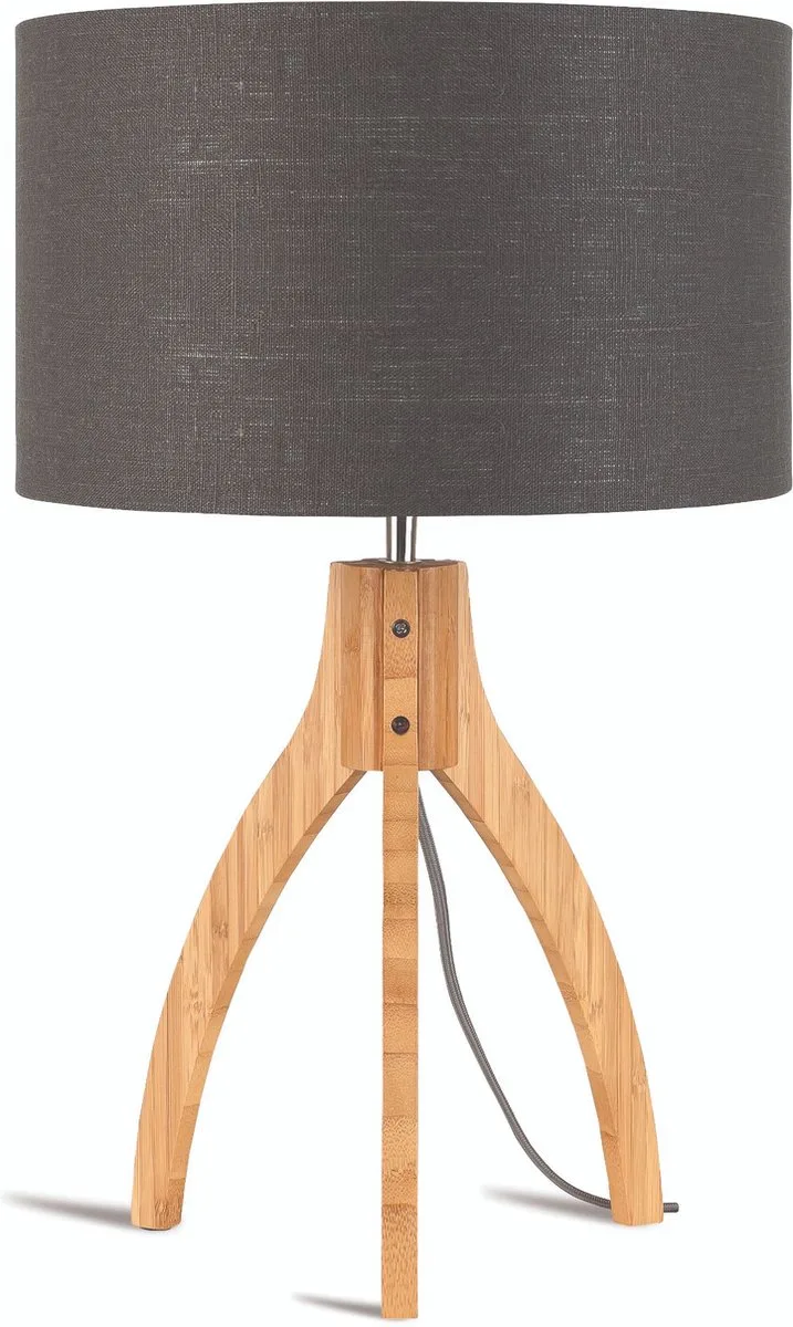 Tafellamp Annapurna - Donkergrijs/Bamboe - Ø36cm - Scandinavisch,Bohemian von Good&Mojo in Grau – Produktfoto