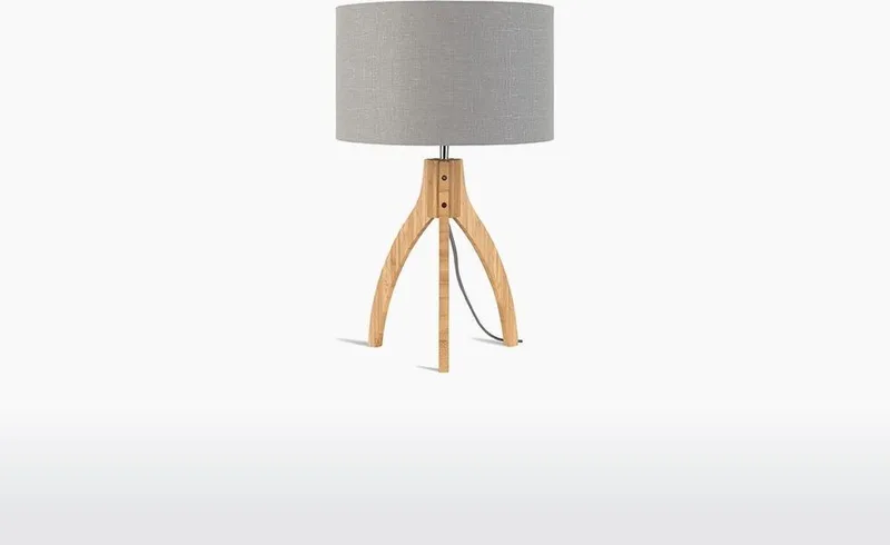 Tafellamp Annapurna - Lichtgrijs/Bamboe - Ø36cm - Scandinavisch,Bohemian van Good&Mojo in Grijs – productfoto