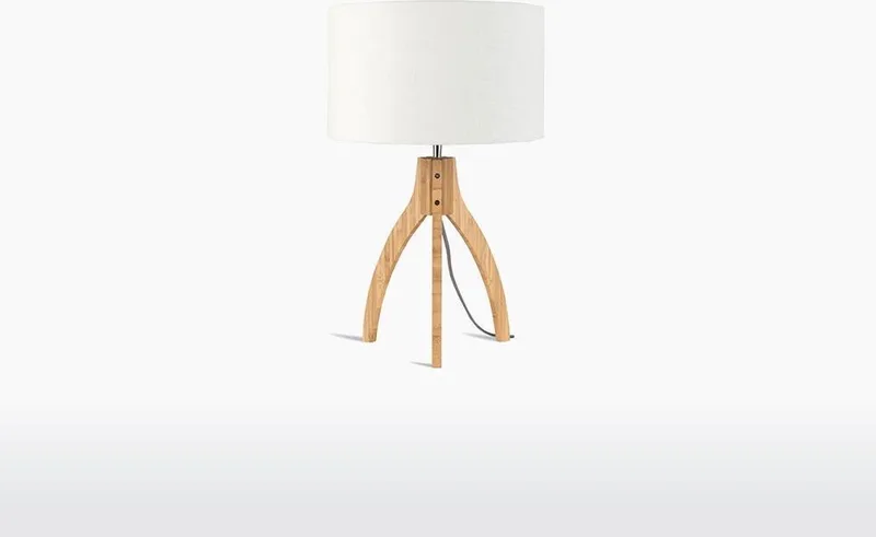 Tafellamp Annapurna - Wit/Bamboe - Ø36cm - Scandinavisch,Bohemian von Good&Mojo in Weiß – Produktfoto