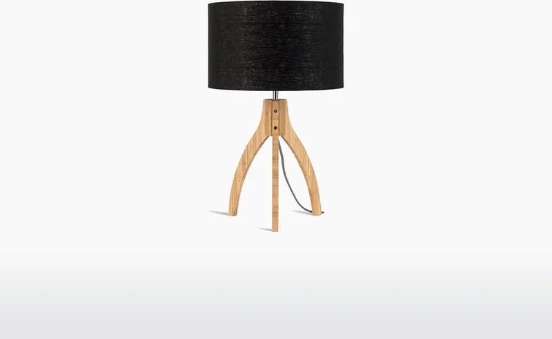 Tafellamp Annapurna - Zwart/Bamboe - Ø36cm - Scandinavisch,Bohemian von Good&Mojo in Schwarz – Produktfoto