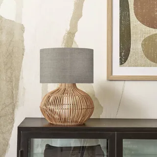 tafellamp Kalahari, 32 cm, donker linnen fra Good&Mojo i Licht hout, Donker linnen – produktbillede 2 af 4