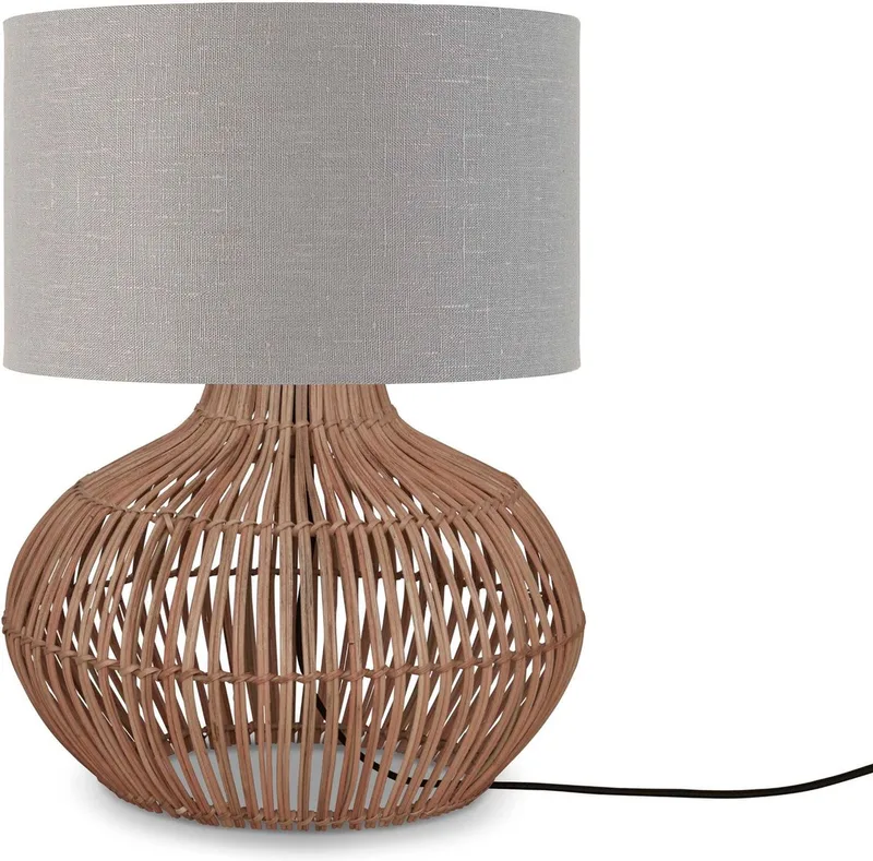 Tafellamp Kalahari - Lichtgrijs/Rotan - Ø32cm - Modern fra Good&Mojo i Grå – produktbillede