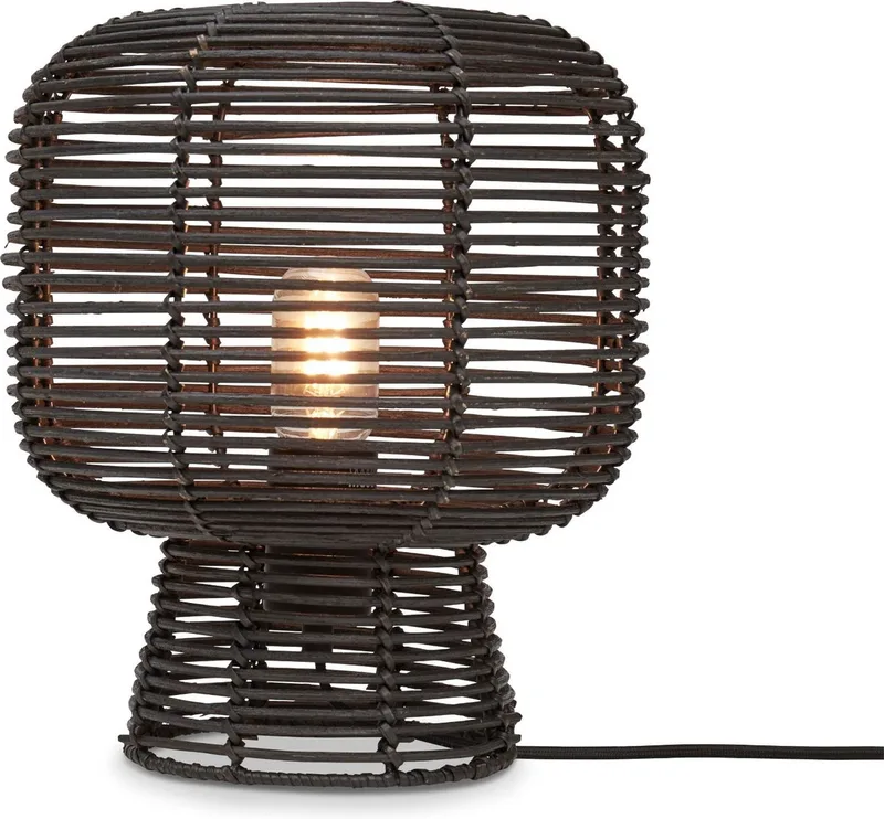 Tafellamp Tanami - Rotan - Ø27cm - Modern de Good&Mojo en Noir – photo produit