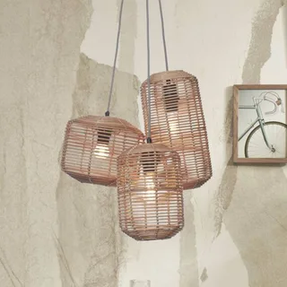 Tanami hanglamp met 3-lamps, naturel de Good&Mojo en Naturel, Noir – photo produit 1 sur 5